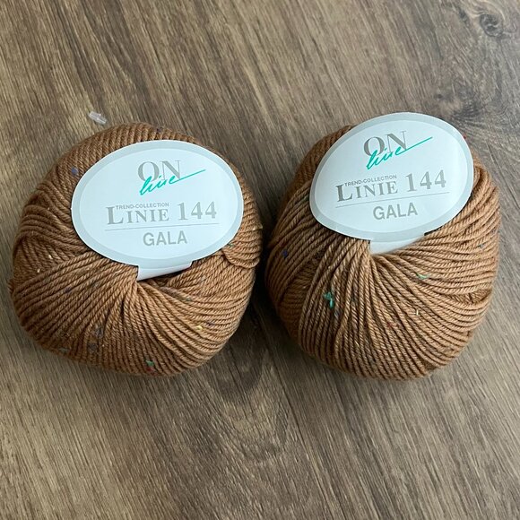 Linie 144 Gala 100% Wool Yarn Bundle Caramel Tan Brown with Multi Color Flecks ( - Picture 7 of 7